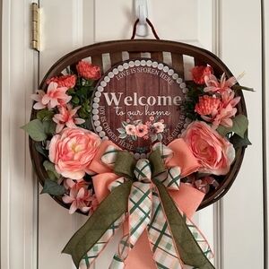 Welcome to Our Home Floral Spring Wreath